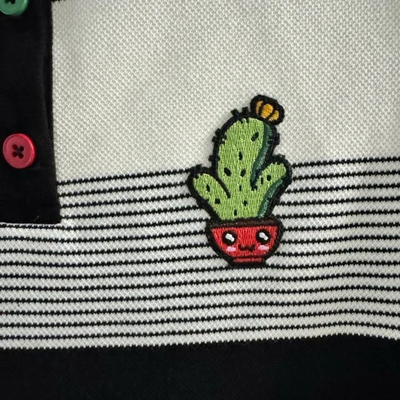 Girls NWT Casual Polo Style Striped Collared Dress with Cactus Patch Size 8-10 - Picture 8 of 16